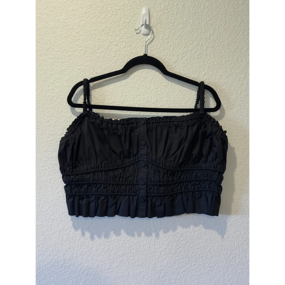 J.Crew Cinched-Waist Cotton Poplin Tank Top - Black - XL